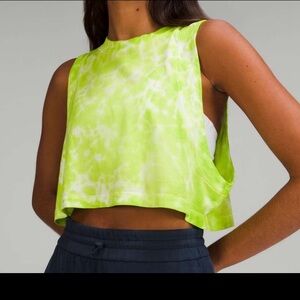 lululemon athletica neon green tie-dye All Yours Tank size 4 small